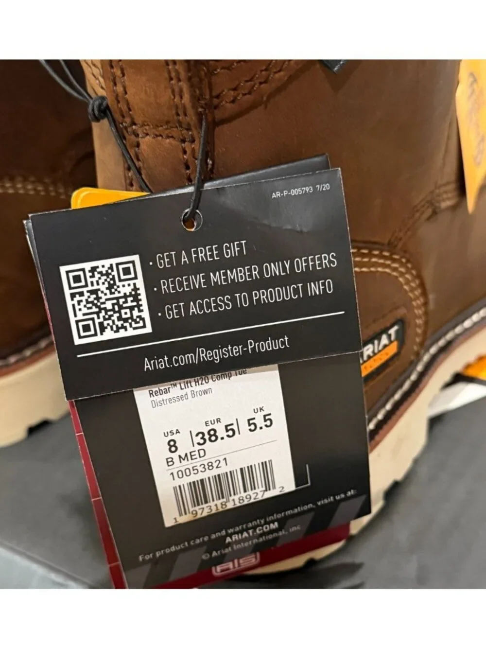 NWT Womens Ariat Composite Toe Boots Rebar Lift H20 Sz 8 Brown Moc Toe 10053821